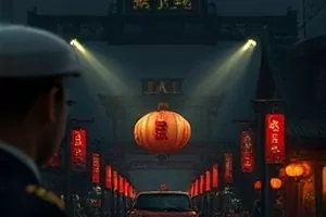 悬疑剧《夜航灯标》封面，夜航船头的探照灯与海雾